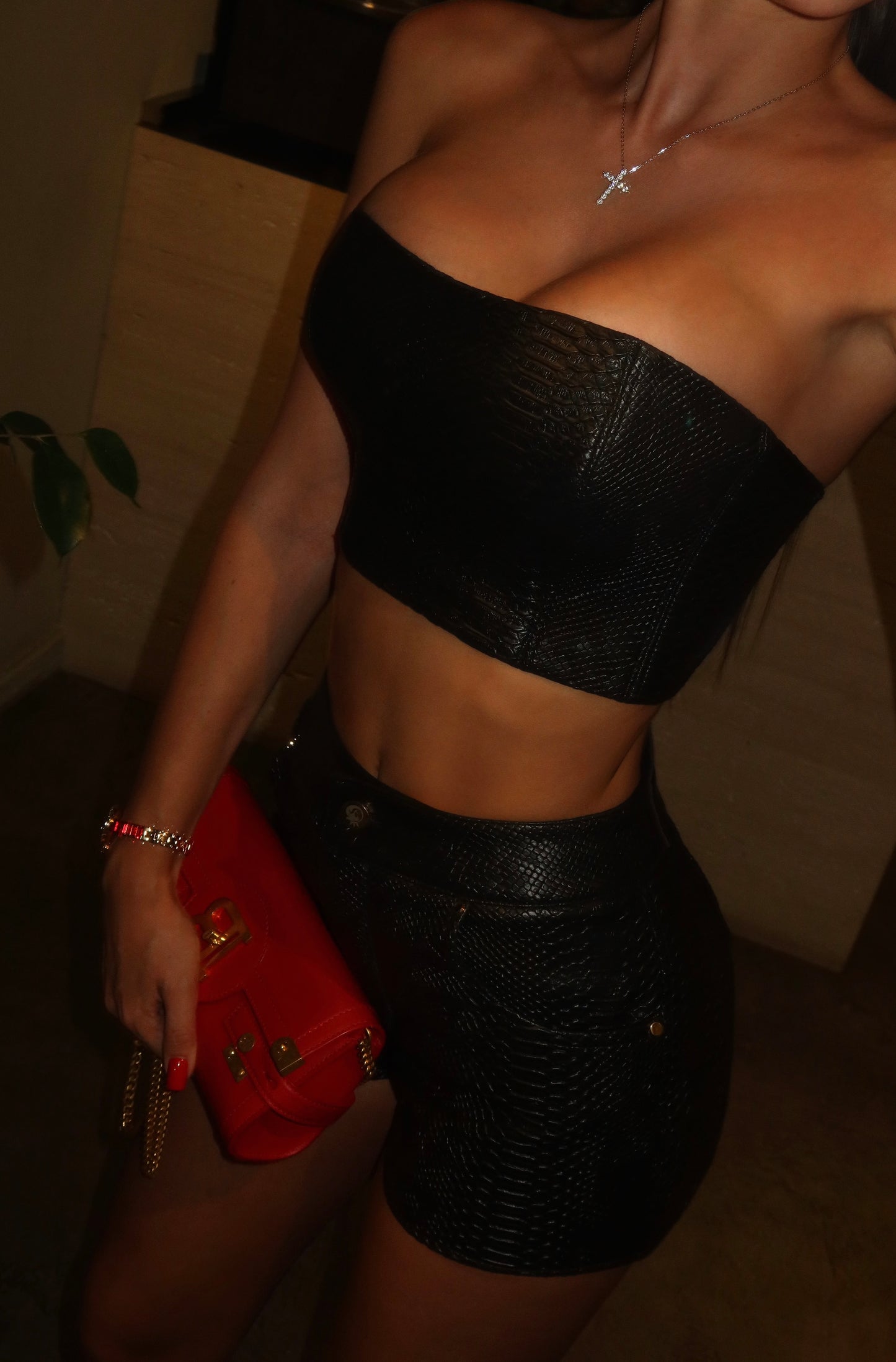 Dámský set z eko-kůže Crocodile Black